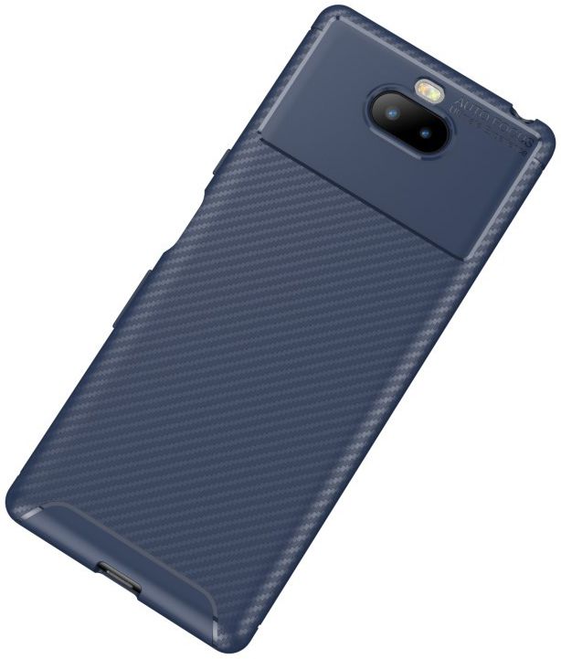 Sony Xperia 10 Siliconen Carbon Hoesje Blauw afbeelding 2
