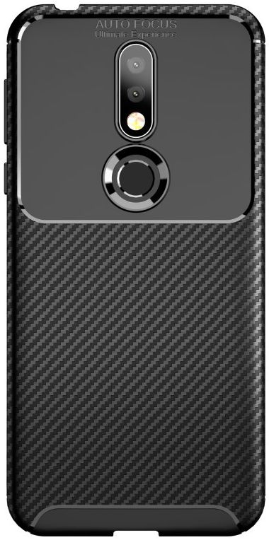 Nokia 7.1 Siliconen Carbon Hoesje Zwart afbeelding 2