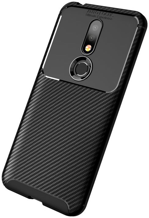 Nokia 7.1 Siliconen Carbon Hoesje Zwart afbeelding 5