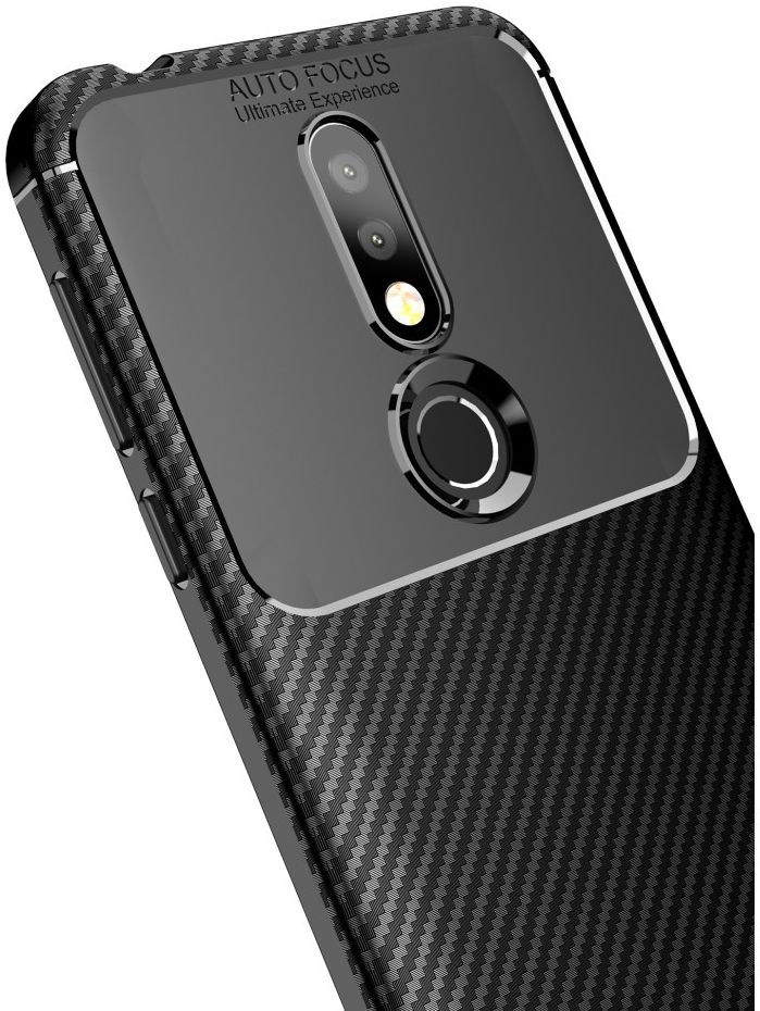 Nokia 7.1 Siliconen Carbon Hoesje Zwart afbeelding 7