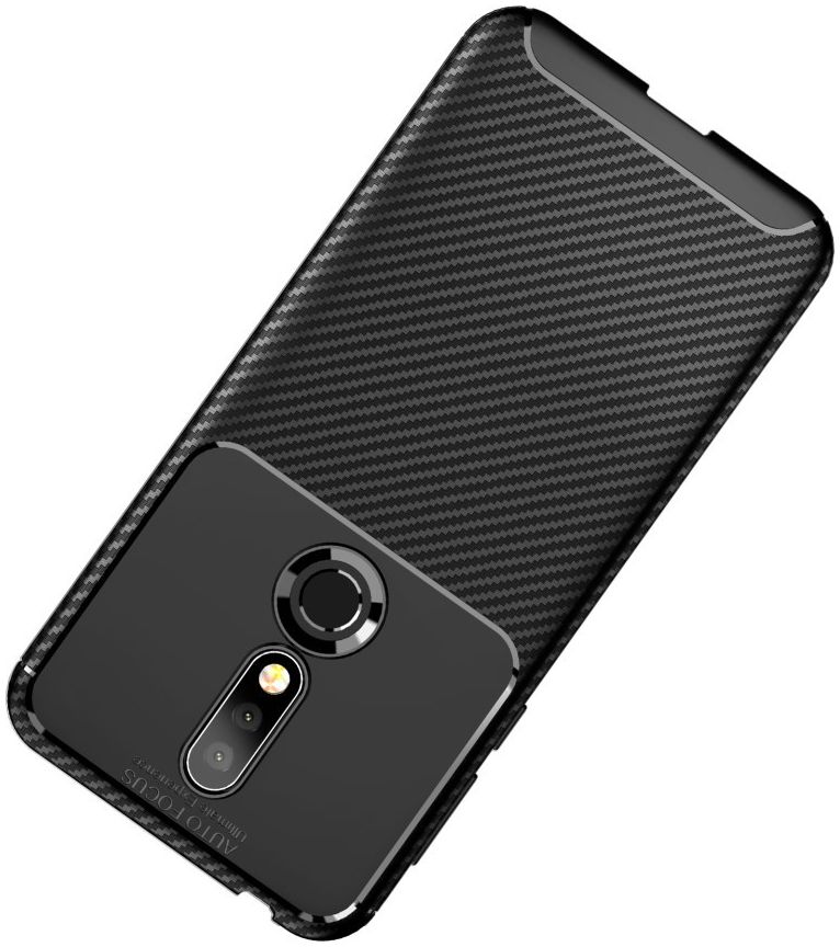 Nokia 7.1 Siliconen Carbon Hoesje Zwart afbeelding 10