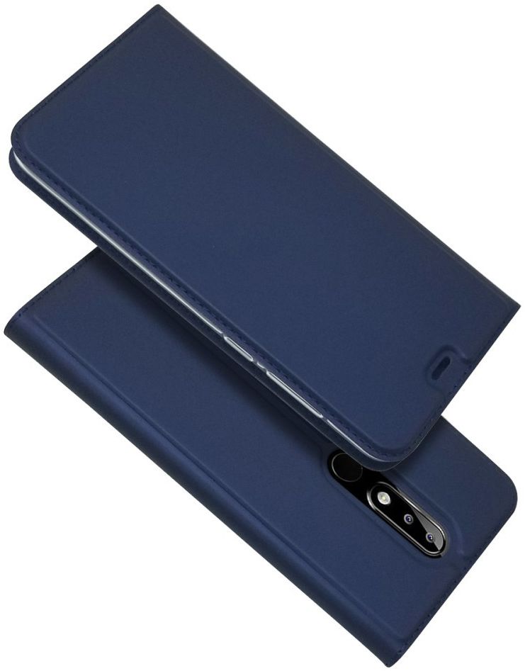 Nokia 5.1 Plus Hoesje met Kaarthouder Blauw afbeelding 2