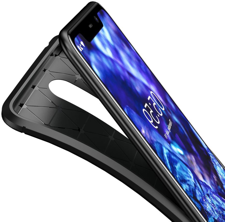 Nokia 5.1 Plus Siliconen Carbon Hoesje Zwart afbeelding 4