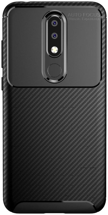 Nokia 5.1 Plus Siliconen Carbon Hoesje Zwart afbeelding 5