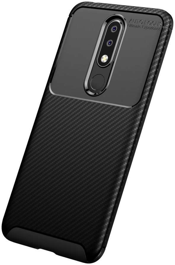 Nokia 5.1 Plus Siliconen Carbon Hoesje Zwart afbeelding 8