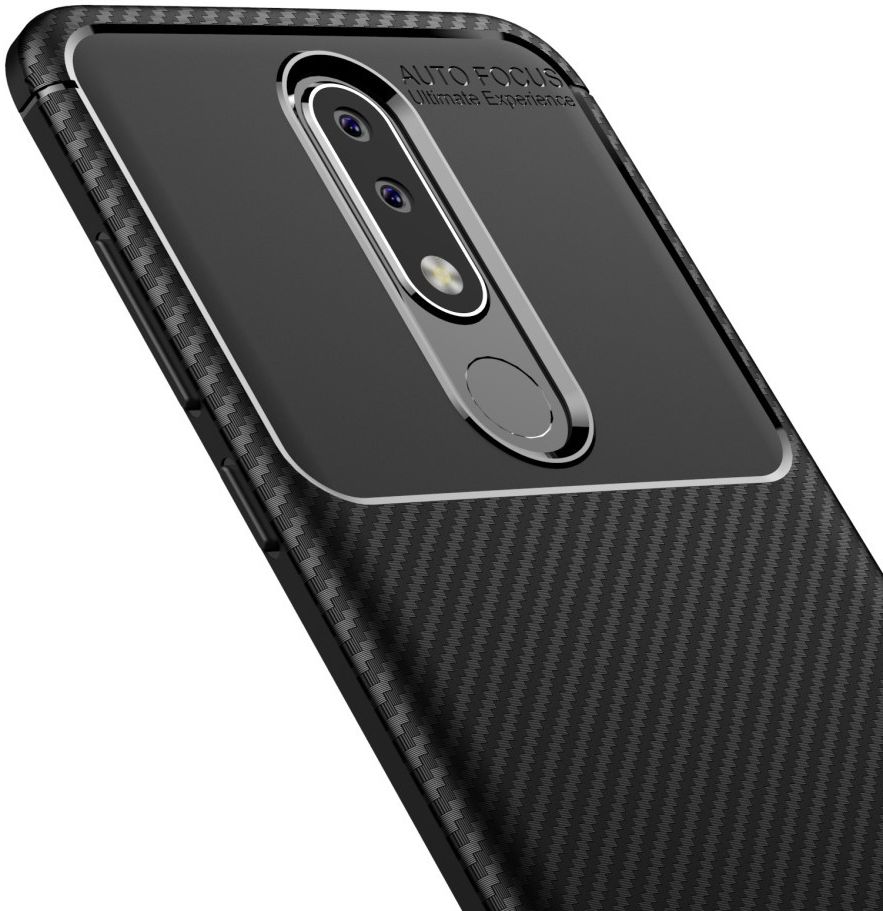 Nokia 5.1 Plus Siliconen Carbon Hoesje Zwart afbeelding 9