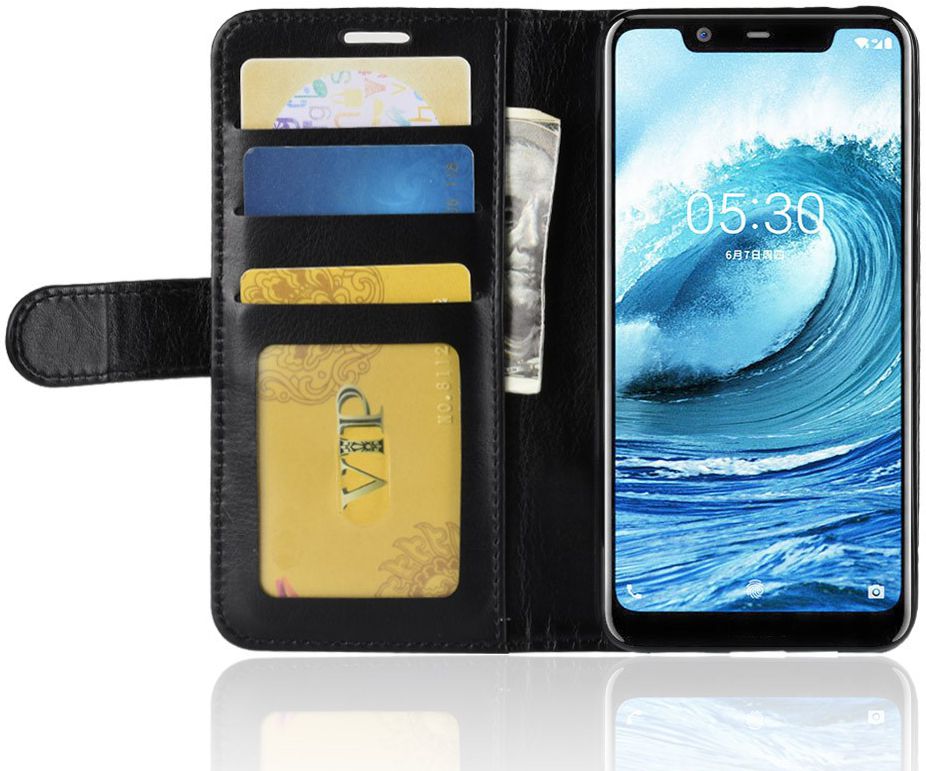 Nokia 5.1 Plus Portemonnee Hoesje Zwart afbeelding 1