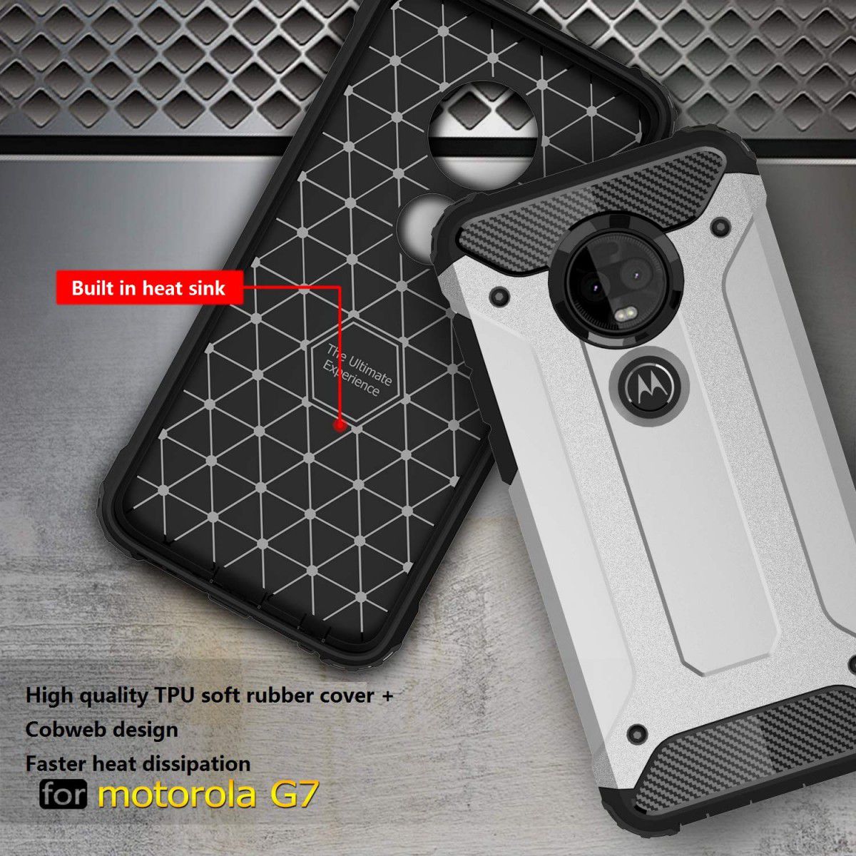 Motorola Moto G7 Hybride Hoesje Donker Blauw afbeelding 4