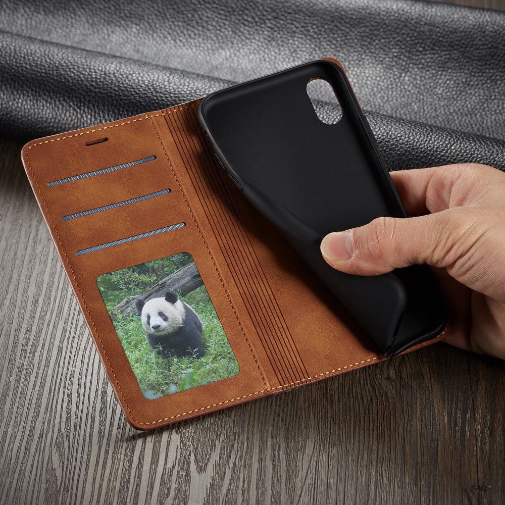 Apple iPhone X / XS Lederen Wallet Stand Hoesje Bruin afbeelding 11
