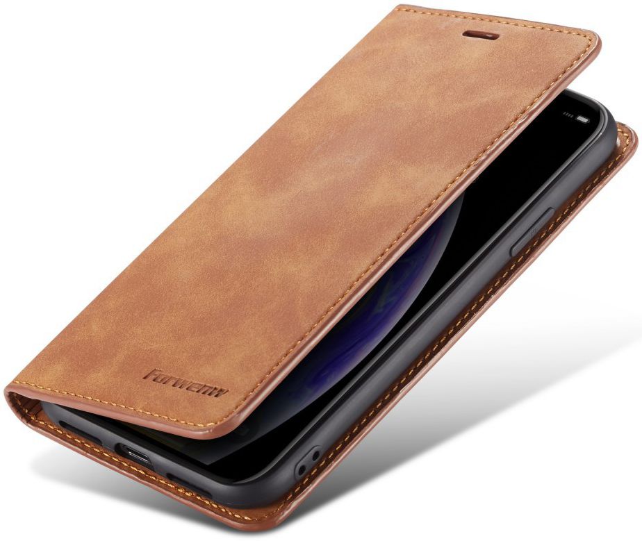 Apple iPhone X / XS Lederen Wallet Stand Hoesje Bruin afbeelding 2