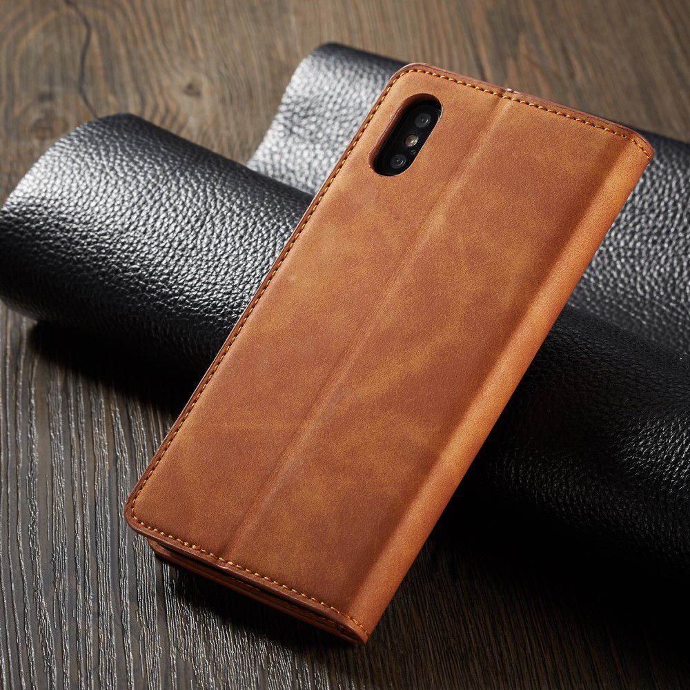 Apple iPhone X / XS Lederen Wallet Stand Hoesje Bruin afbeelding 8