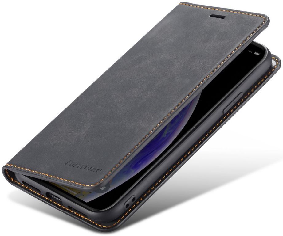 Apple iPhone X / XS Lederen Wallet Stand Hoesje Grijs afbeelding 3