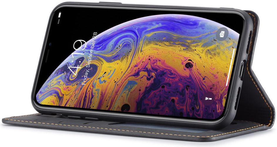 Apple iPhone X / XS Lederen Wallet Stand Hoesje Grijs afbeelding 2