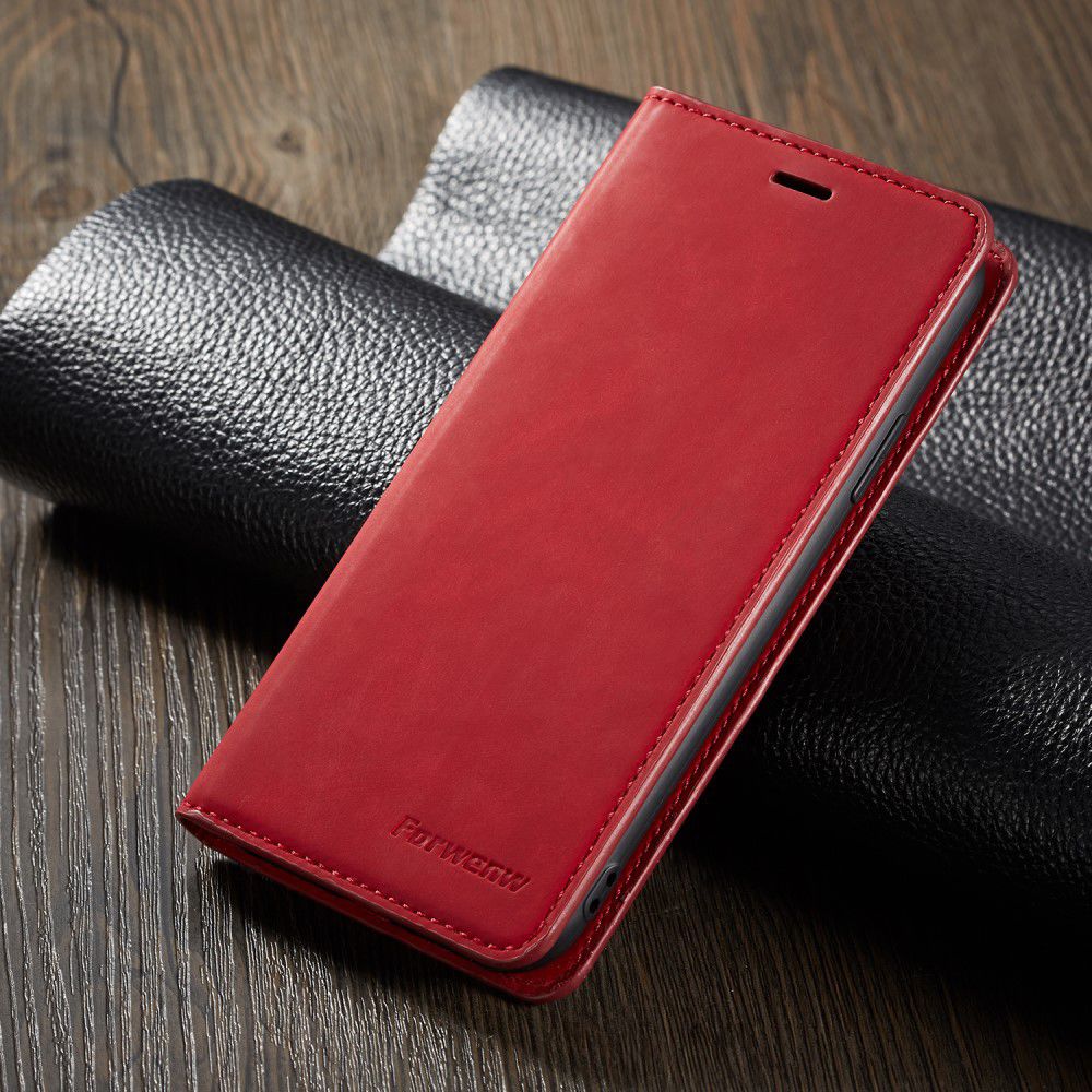 Apple iPhone X / XS Lederen Wallet Stand Hoesje Rood afbeelding 7