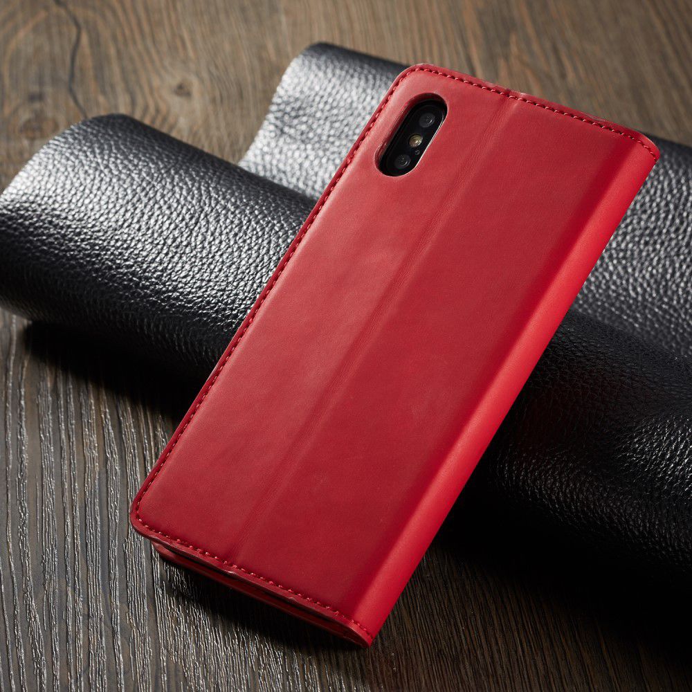 Apple iPhone X / XS Lederen Wallet Stand Hoesje Rood afbeelding 8
