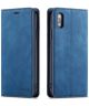 Apple iPhone X / XS Lederen Wallet Stand Hoesje Blauw
