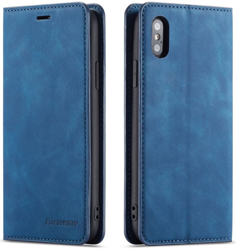 Apple iPhone X / XS Lederen Wallet Stand Hoesje Blauw afbeelding 6