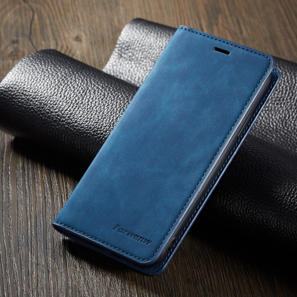 Apple iPhone X / XS Lederen Wallet Stand Hoesje Blauw afbeelding 7