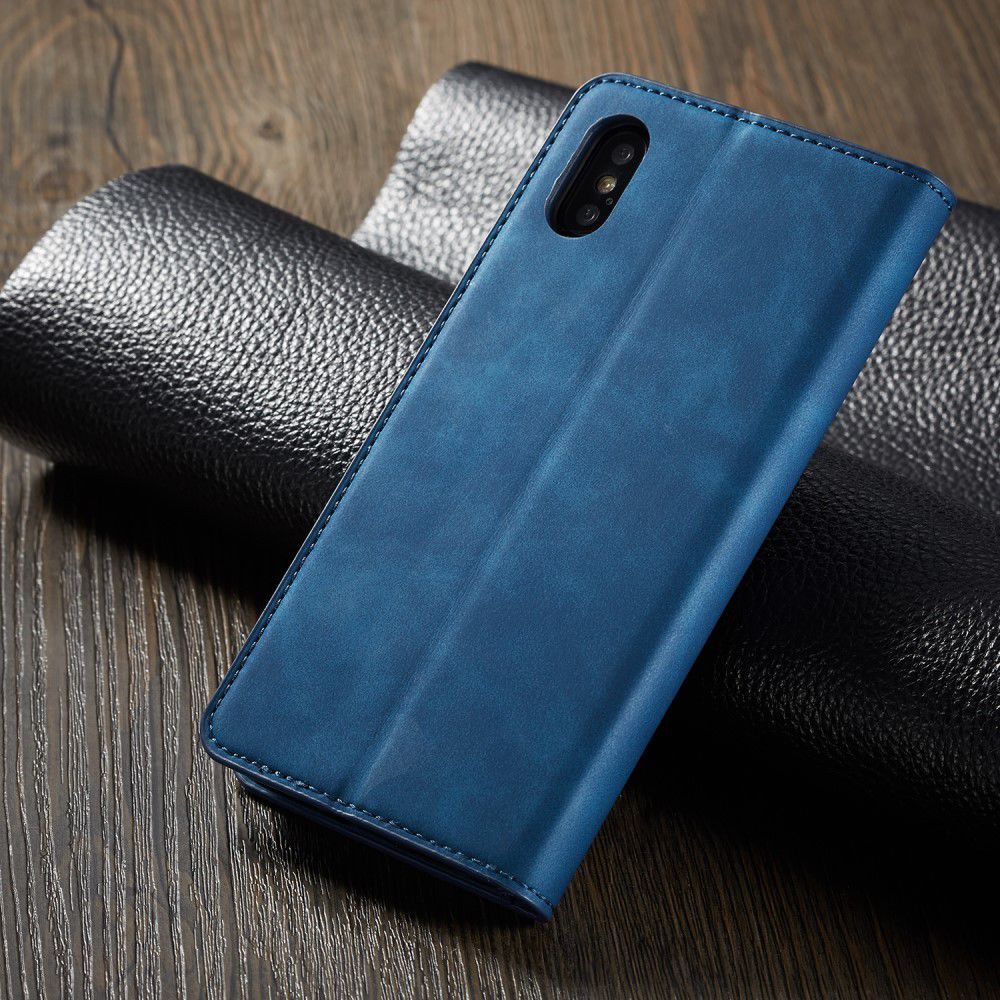 Apple iPhone X / XS Lederen Wallet Stand Hoesje Blauw afbeelding 8