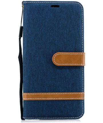Samsung Galaxy A7 (2018) Jeans Portemonnee Hoesje Donker Blauw Hoesjes