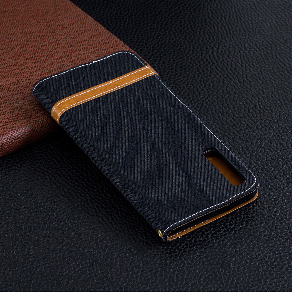 Samsung Galaxy A7 (2018) Jeans Portemonnee Hoesje Zwart afbeelding 15