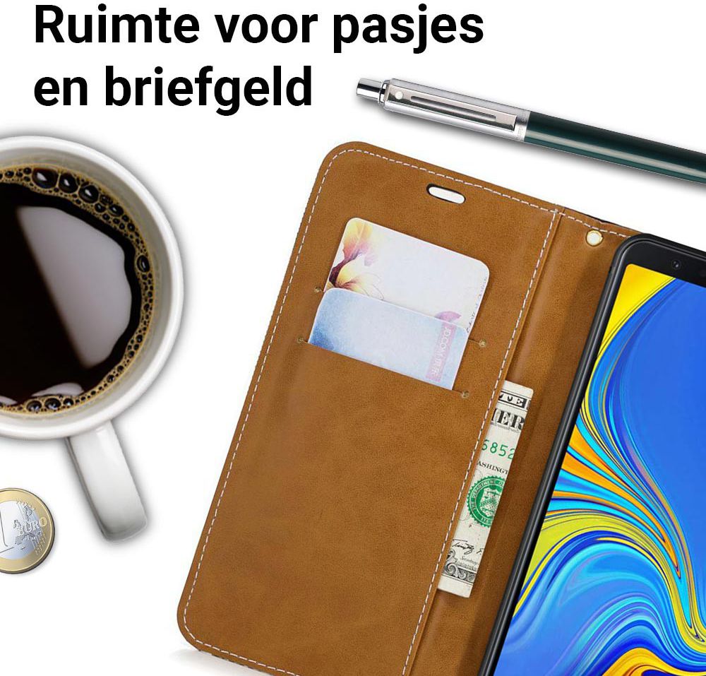 Samsung Galaxy A7 (2018) Jeans Portemonnee Hoesje Zwart afbeelding 3