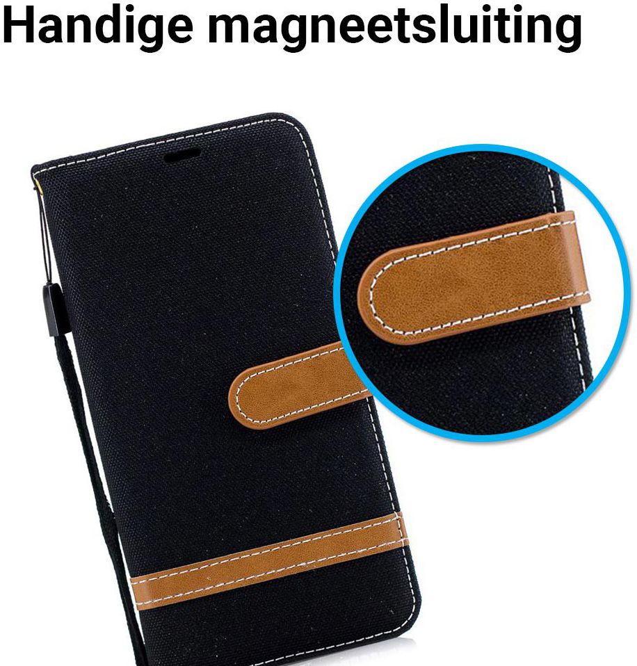 Samsung Galaxy A7 (2018) Jeans Portemonnee Hoesje Zwart afbeelding 6