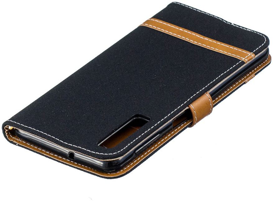 Samsung Galaxy A7 (2018) Jeans Portemonnee Hoesje Zwart afbeelding 12