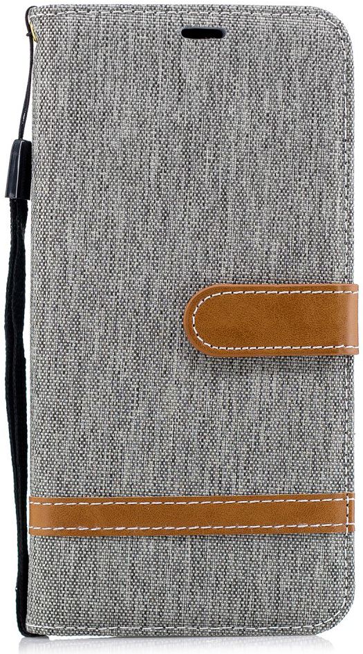 Samsung Galaxy A7 (2018) Jeans Portemonnee Hoesje Grijs afbeelding 1