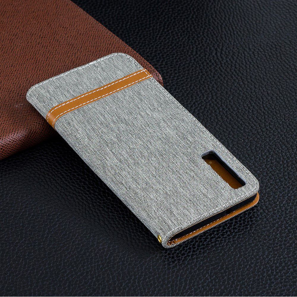 Samsung Galaxy A7 (2018) Jeans Portemonnee Hoesje Grijs afbeelding 15