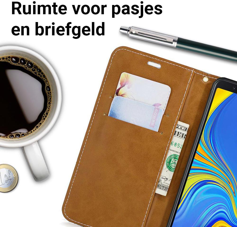 Samsung Galaxy A7 (2018) Jeans Portemonnee Hoesje Grijs afbeelding 3
