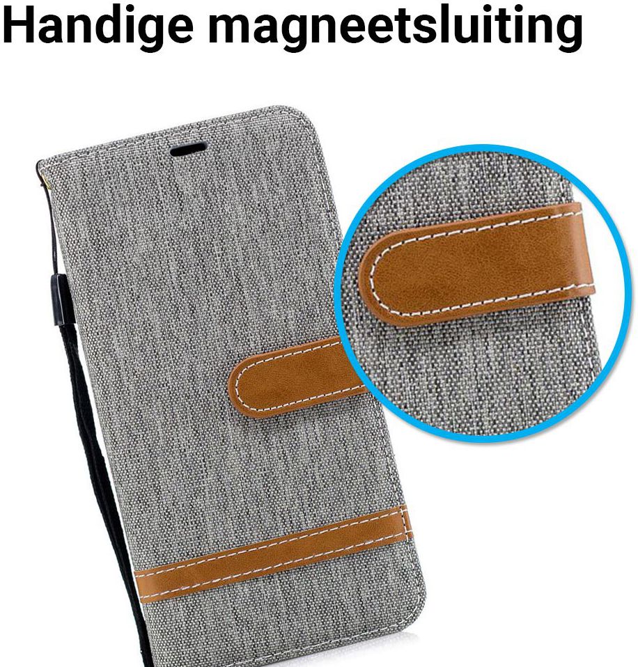 Samsung Galaxy A7 (2018) Jeans Portemonnee Hoesje Grijs afbeelding 4