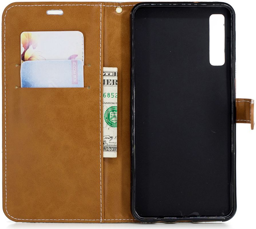 Samsung Galaxy A7 (2018) Jeans Portemonnee Hoesje Grijs afbeelding 7