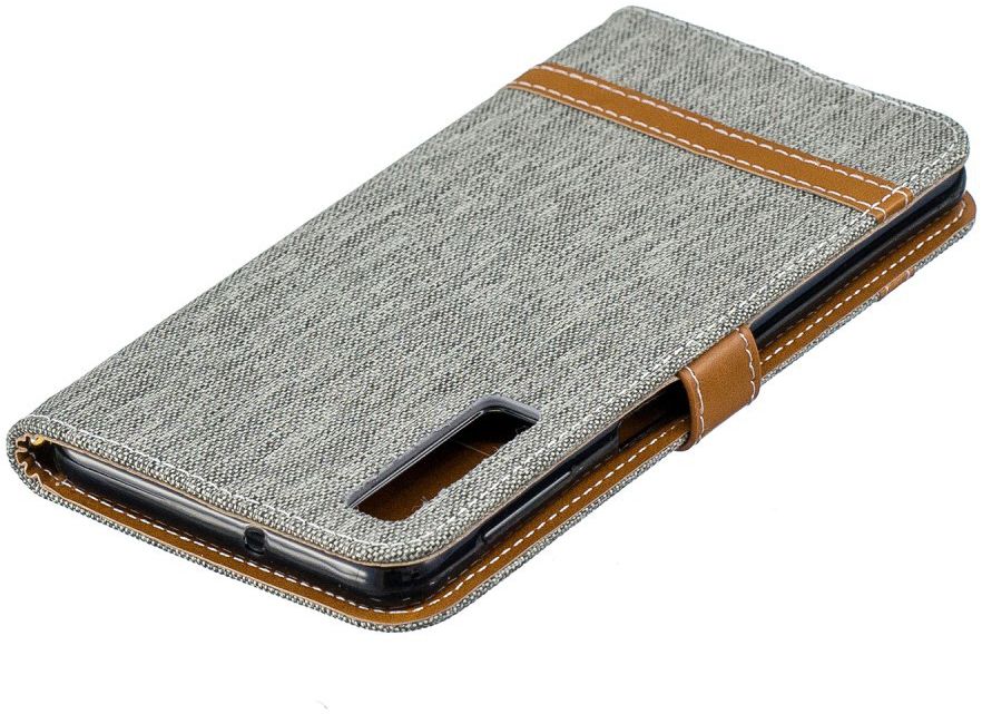 Samsung Galaxy A7 (2018) Jeans Portemonnee Hoesje Grijs afbeelding 12