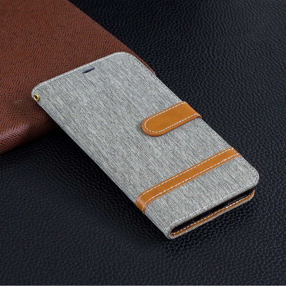 Samsung Galaxy A7 (2018) Jeans Portemonnee Hoesje Grijs afbeelding 14