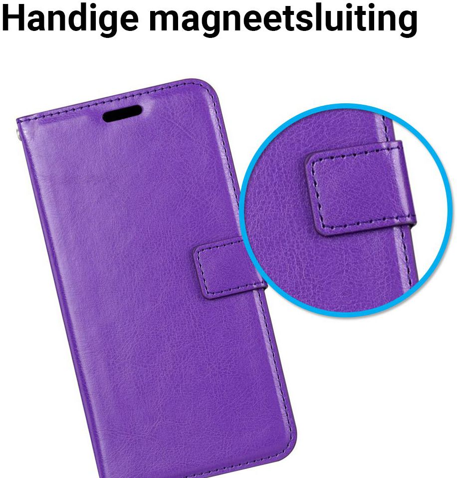 Samsung Galaxy A7 (2018) Lederen Portemonnee Hoesje Paars afbeelding 6