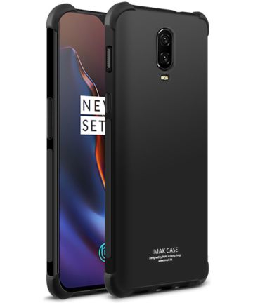 OnePlus 6T TPU Hoesje met Display Folie Metaal Zwart Hoesjes