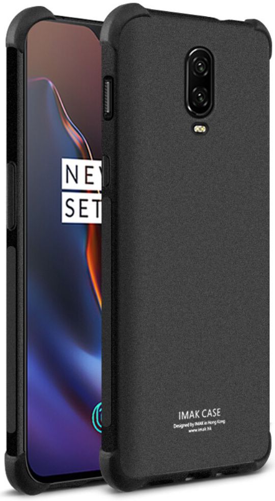 IMAK OnePlus 6T Hoesje Flexibel TPU met Screenprotector Matte Zwart afbeelding 2