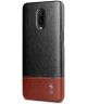 OnePlus 6T Back Cover met Lederen Coating Zwart / Bruin