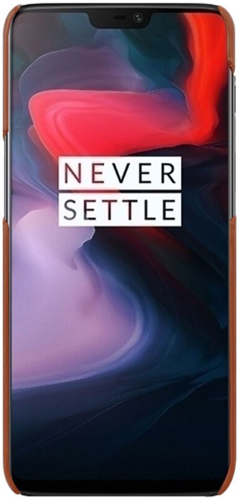 OnePlus 6T Back Cover met Lederen Coating Bruin afbeelding 4