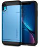 Spigen Slim Armor Card Holder Case Apple iPhone XR Hoesje Blauw