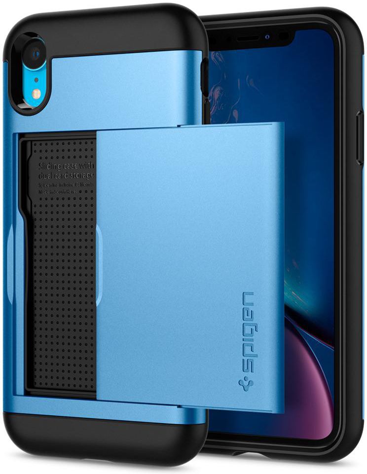 Spigen Slim Armor Card Holder Case Apple iPhone XR Hoesje Blauw afbeelding 1