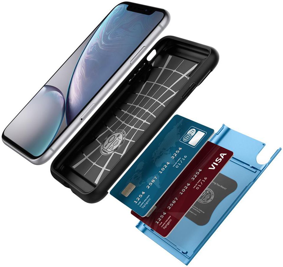 Spigen Slim Armor Card Holder Case Apple iPhone XR Hoesje Blauw afbeelding 2