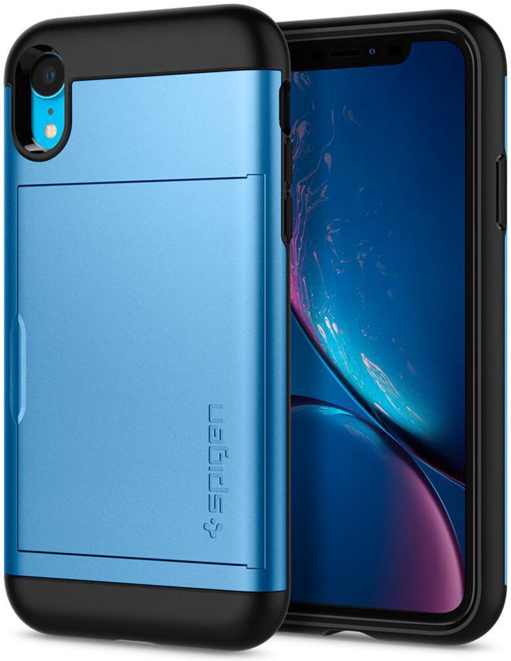 Spigen Slim Armor Card Holder Case Apple iPhone XR Hoesje Blauw afbeelding 3