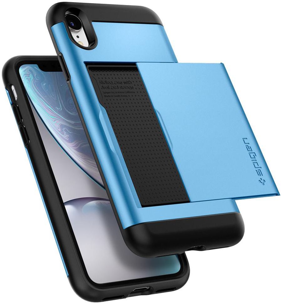 Spigen Slim Armor Card Holder Case Apple iPhone XR Hoesje Blauw afbeelding 4