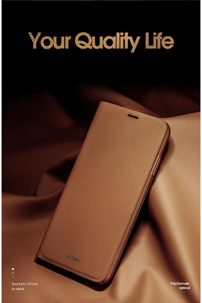 X-Level Flip Hoesje met Kaarthouder Apple iPhone XS Bruin afbeelding 10