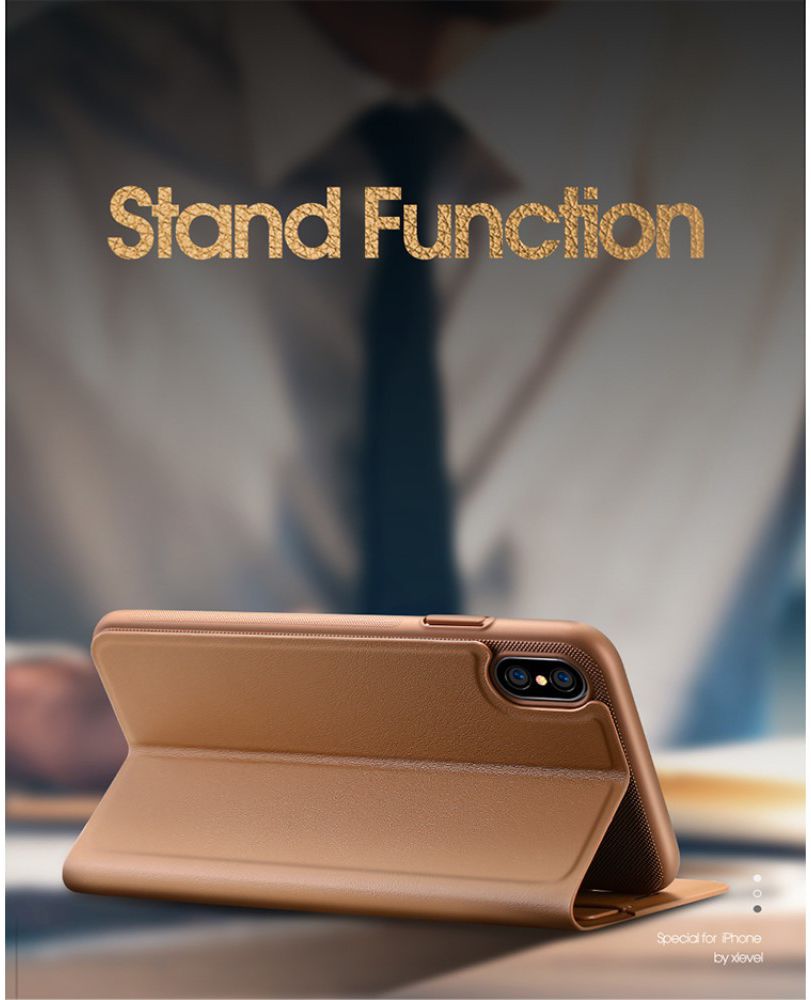 X-Level Flip Hoesje met Kaarthouder Apple iPhone XS Bruin afbeelding 3