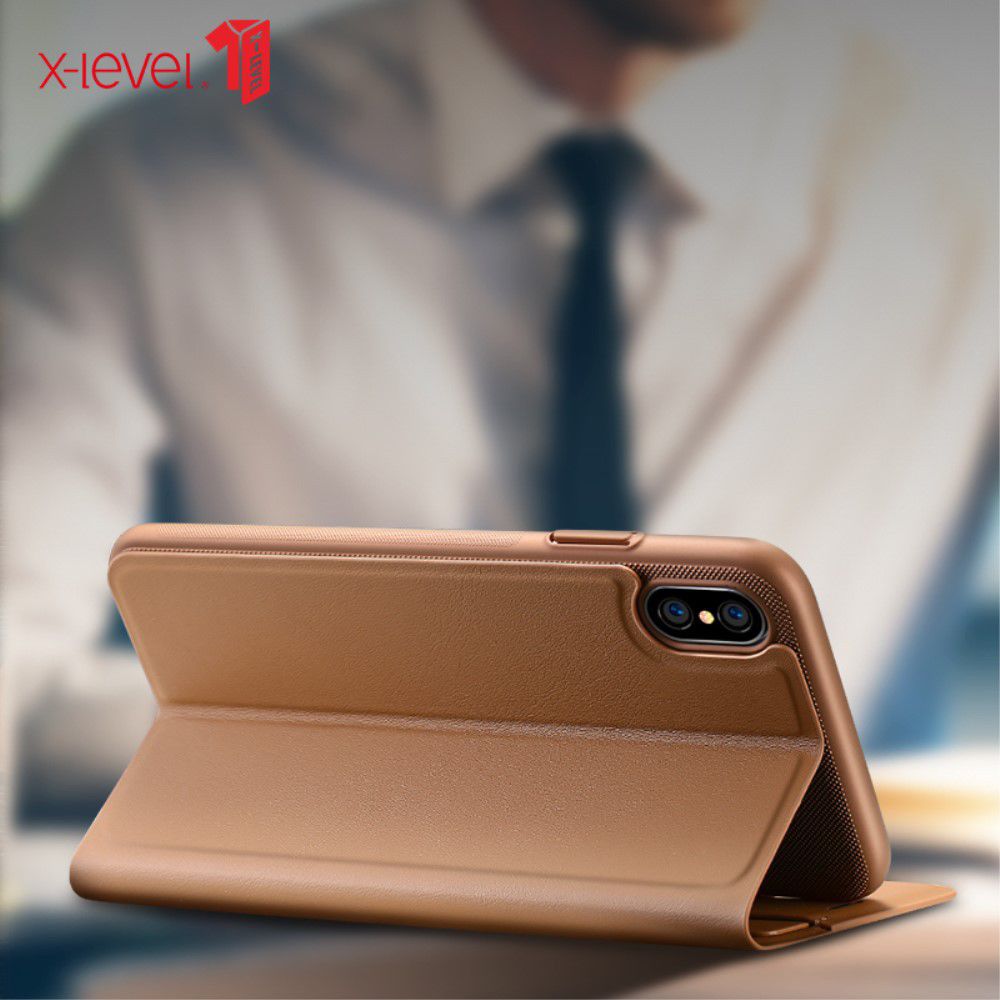 X-Level Flip Hoesje met Kaarthouder Apple iPhone XS Bruin afbeelding 8