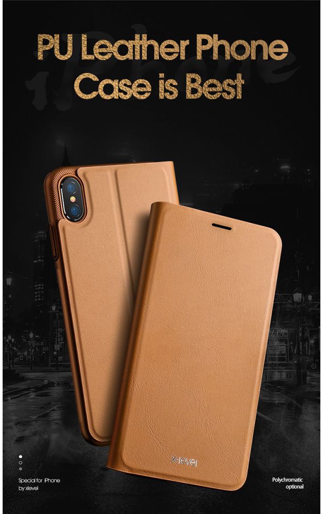 X-Level Flip Hoesje met Kaarthouder Apple iPhone XS Bruin afbeelding 9