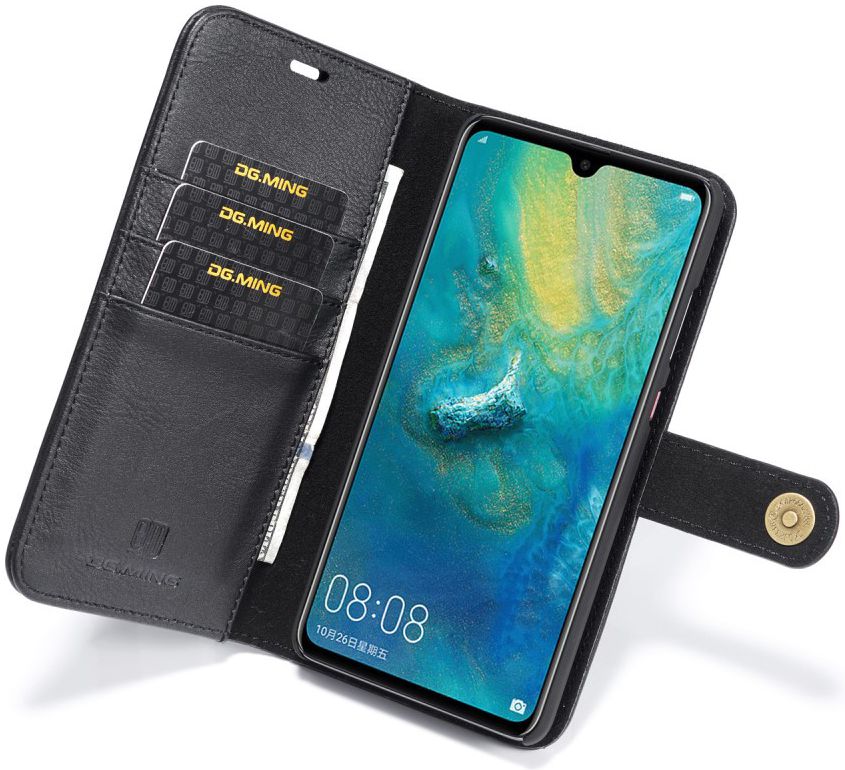 Huawei Mate 20 Echt Leren 2-in-1 Portemonnee Hoesje Zwart afbeelding 1